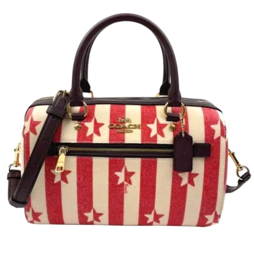 Coach Rowan Satchel Chalk/Red Stars Crossbody Bag NWT